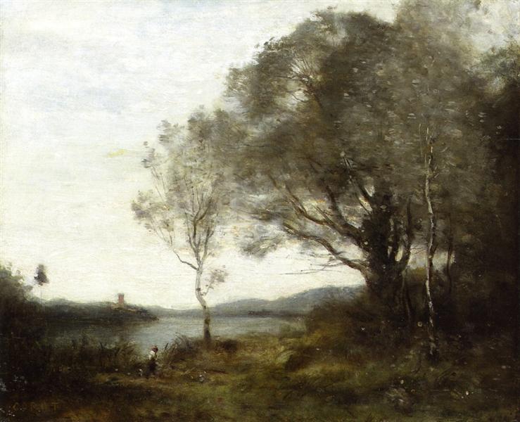 Прогулка вокруг пруда, c.1865 - c.1870 - Камиль Коро