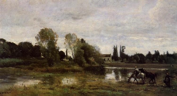 Ville d'Avray, Horses Watering, c.1860 - c.1865 - Camille Corot
