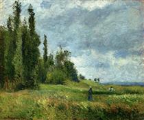 A part of Groettes, Pontoise, Gray Weather - Camille Pissarro