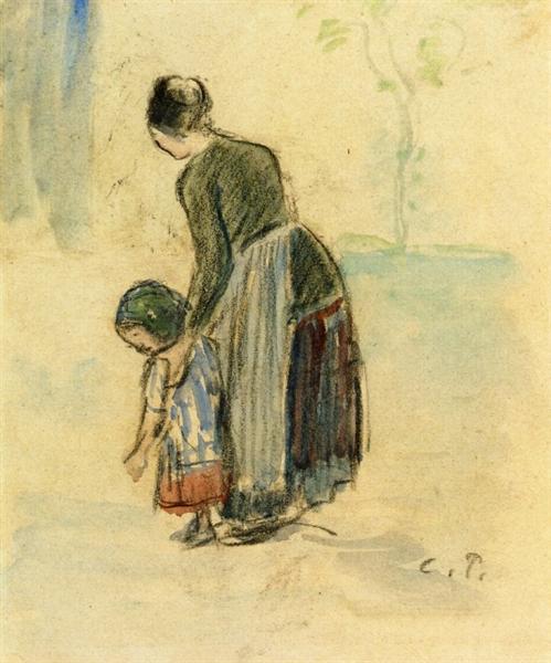 Peasant and Child, c.1890 - Каміль Піссарро