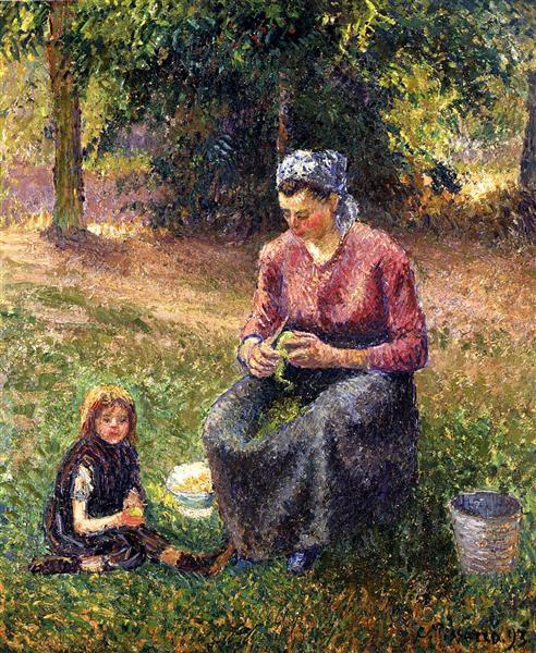 Peasant Woman and Child, Eragny, 1893 - Камиль Писсарро