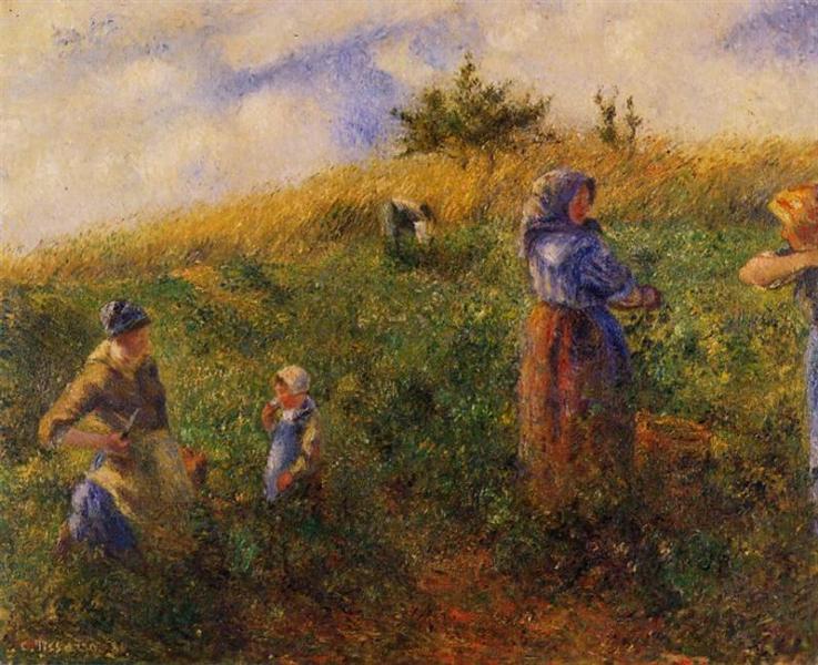 Picking Peas, 1880 - Каміль Піссарро