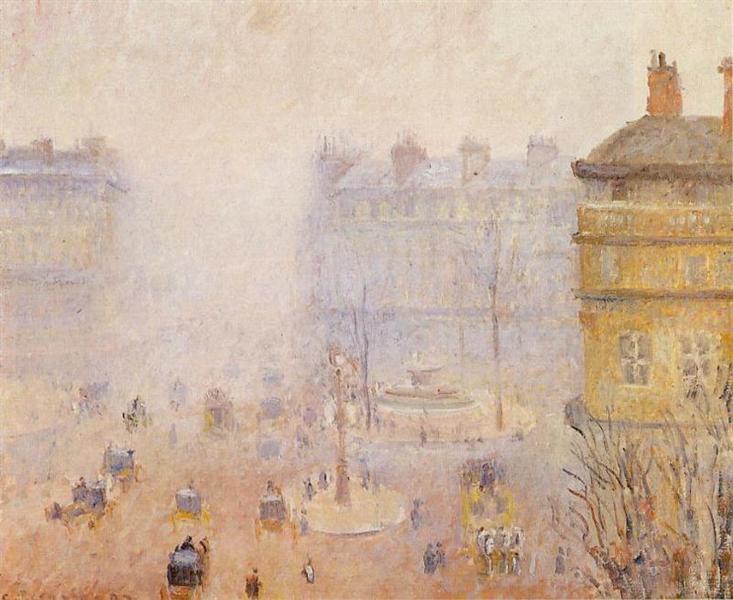 Place du Theatre Francais, Foggy Weather, 1898 - Каміль Піссарро