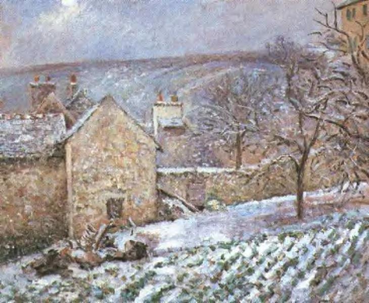 Snow at the Hermitage, Pontoise, 1874 - Камиль Писсарро