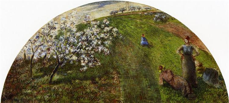 Springtime, Peasants in a Field, 1882 - Камиль Писсарро
