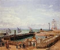 The Jetty, Le Havre, High Tide, Morning Sun - Camille Pissarro
