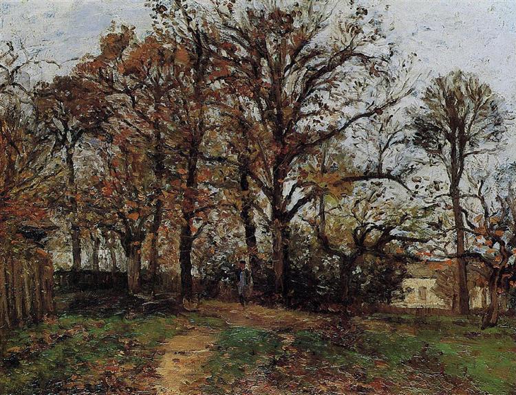 Trees on a Hill, Autumn, Landscape in Louveciennes, 1872 - Каміль Піссарро