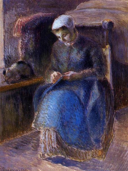 Woman Sewing, 1881 - Каміль Піссарро