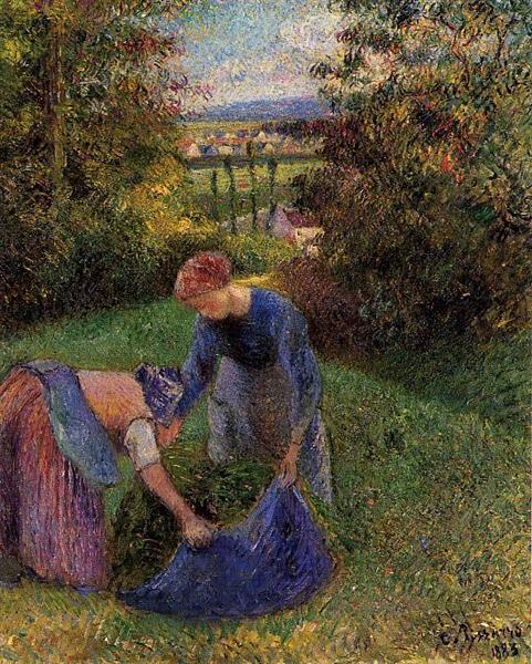 Women Gathering Grass, 1883 - Камиль Писсарро