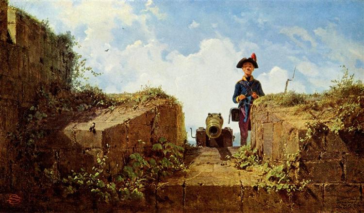 The knitting outpost, c.1860 - Carl Spitzweg