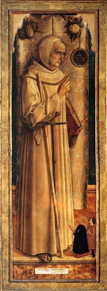 Saint James of the Marches with two kneeling donor, 1477 - 卡羅·克里韋利