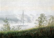 Barque dans le brouillard matinal - Caspar David Friedrich
