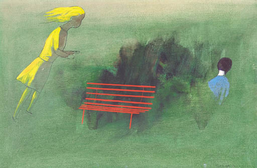 The Red Park Bench - Charles Blackman