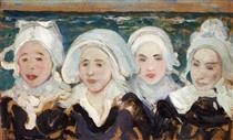 Four Breton Women at the Seashore - Шарль Котте