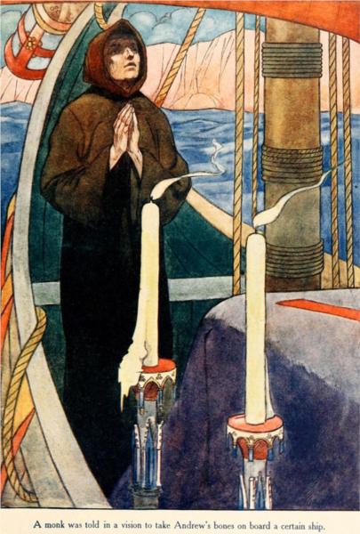 A monk was told in a wvision to take Andrew's bones on board a certain ship, 1909 - Чарльз Робинсон