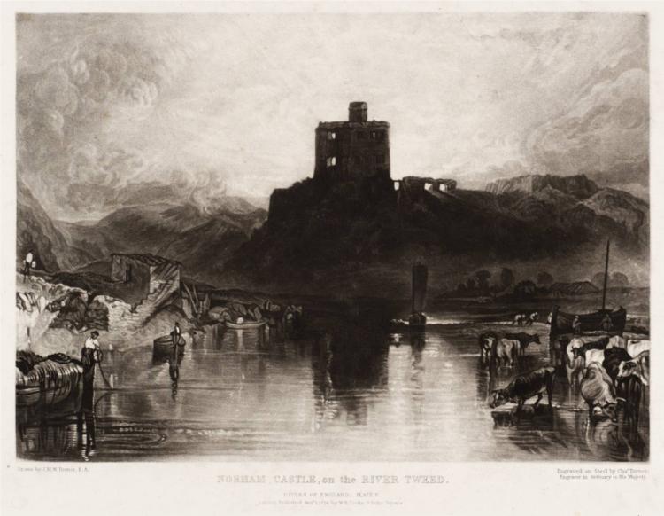 Norham Castle, on the River Tweed (after Joseph Mallord William Turner), 1824 - Charles Turner