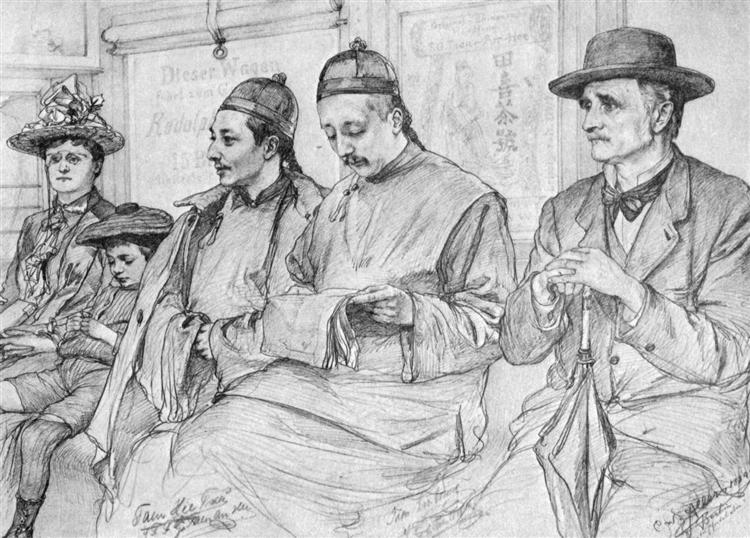 Chinese people on the Underground - Berlin, 1889 - Christian Wilhelm Allers