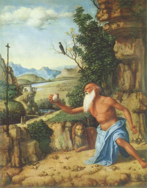 St. Jerome in a Landscape, 1500 - Giovanni Battista Cima