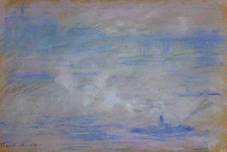 Човни на Темзі, ефект туману, 1901 - Клод Моне