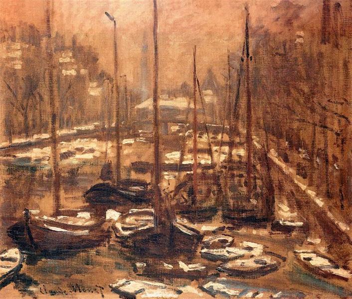 Geldersekade of Amsterdam Invierno, 1871 - 1874 - Claude Monet
