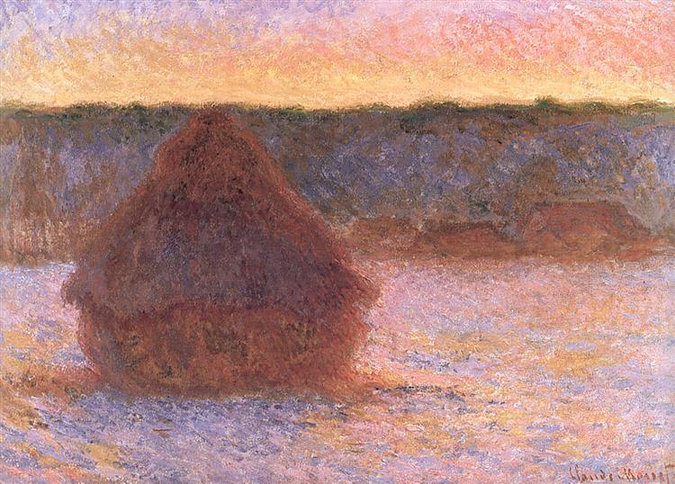 Haystacks at Sunset, Frosty Weather, 1891 - Claude Monet