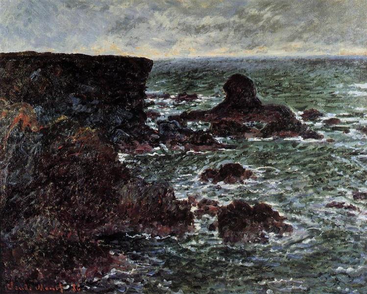 Rocky Coast and the Lion Rock, Belle-Ile, 1886 - 莫內