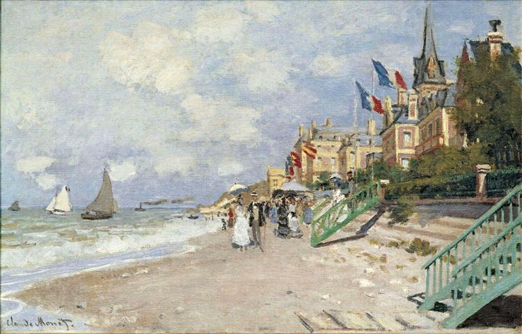 The Boardwalk on the Beach at Trouville, 1870 - Клод Моне