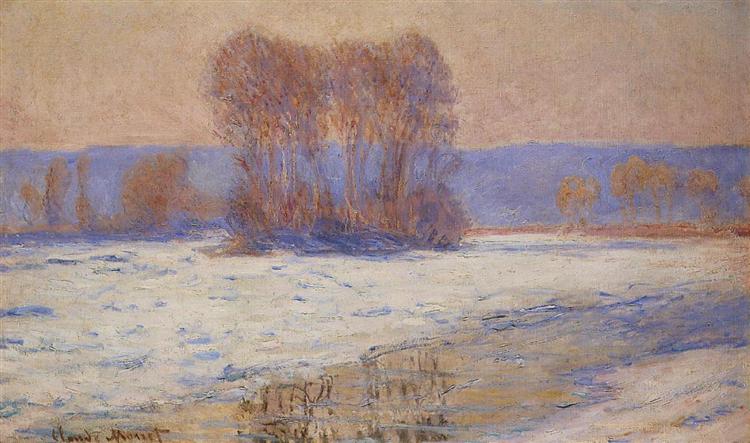 The Seine at Bennecourt, Winter, 1893 - Клод Моне