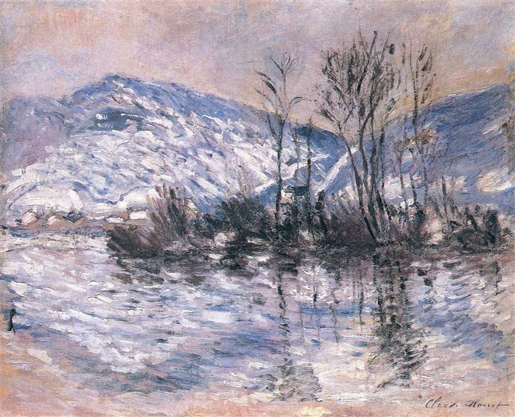 The Seine at Port Villez, Snow Effect 02, 1885 - 莫內
