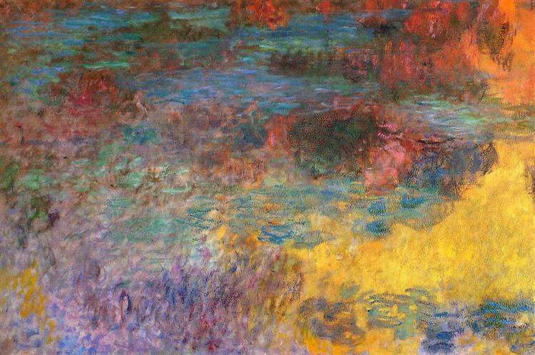 Water Lily Pond, Evening (left panel), 1920 - 1926 - Клод Моне