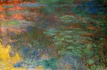 Water Lily Pond, Evening (right panel) - Claude Monet