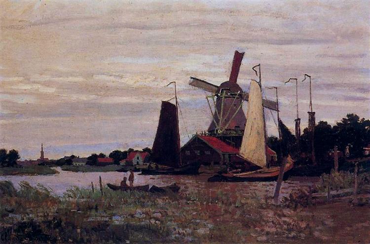 Windmill at Zaandam, 1871 - 莫內