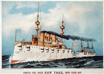 Armoured steel cruiser New York - Currier and Ives