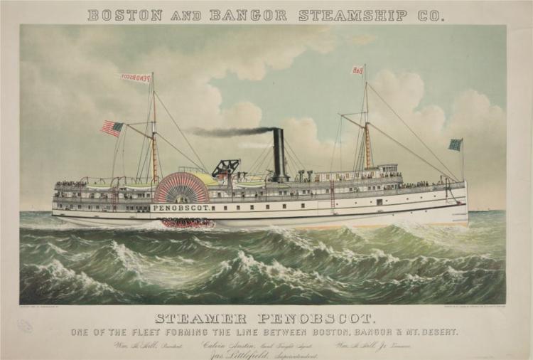 Penobscot, New England coastal steamship, 1883 - Куррье и Айвз
