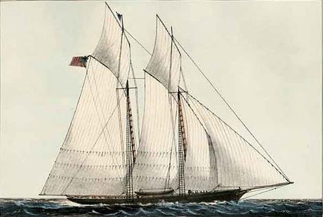 Schooner Yacht Cambria, 199 Tons, 1870 - Куррье и Айвз