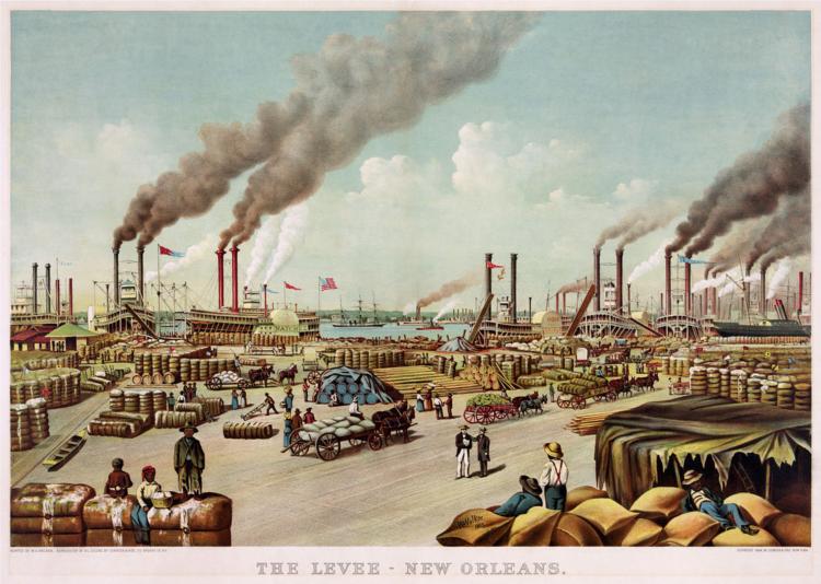 The levee, New Orleans, 1884 - Курр'є та Айвз