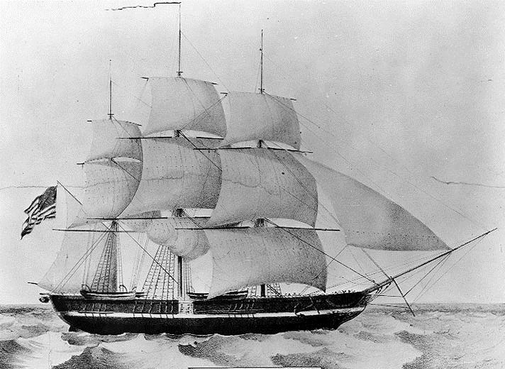 USS Princeton, 1843 - Куррье и Айвз