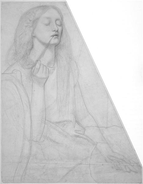 The Return of Tibullus to Delia study for Delia, c.1853 - Dante Gabriel Rossetti