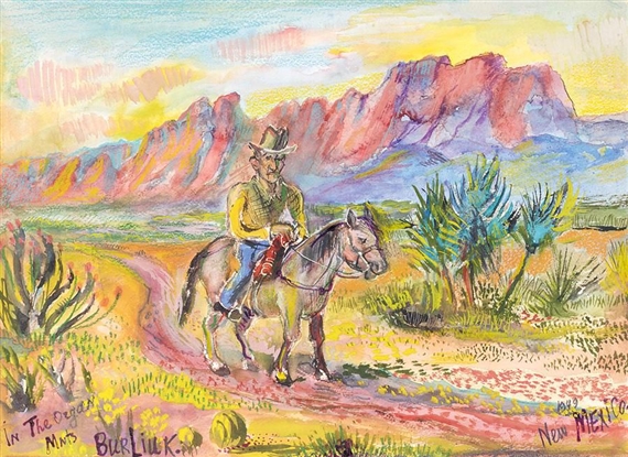 Cowboy in the Organ mountains, New Mexico, 1949 - David Bourliouk
