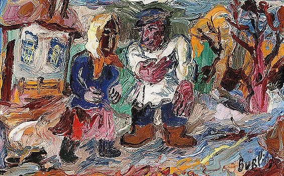 Farmer and his wife out for a stroll - David Burliuk