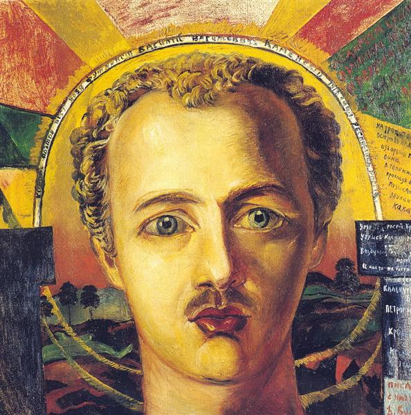 Portrait of poet-futurist Wassily Kamensky, 1917 - David Burliuk