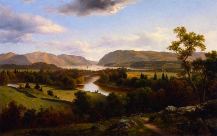 View rom New Windsor, Hudson River, 1869 - Дэвид Джонсон
