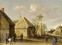 Peasants Bowling in a Village Street - David Teniers the Younger
