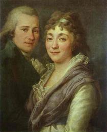 Portrait of V. I. Mitrofanov and M. A. Mitrofanova - Дмитрий Левицкий
