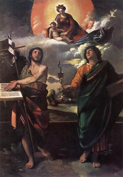 The Virgin Appearing to Saints John the Baptist and John the Evangelist, 1520 - Dosso Dossi