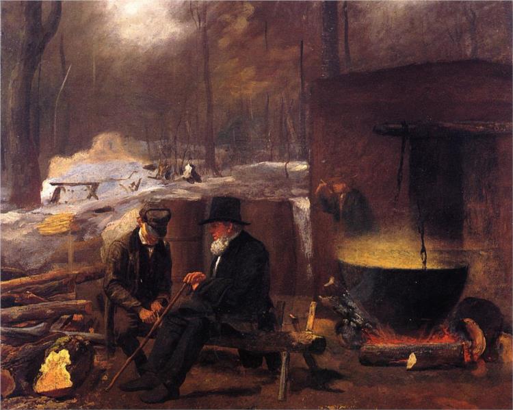 At the Camp, Spinning Yarns and Whittling, 1866 - Eastman Johnson