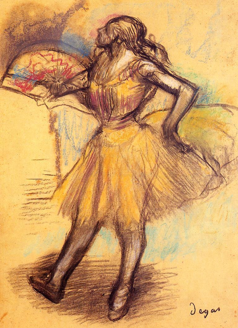 Dancer with a Fan (study) - Edgar Degas - WikiArt.org - encyclopedia of ...