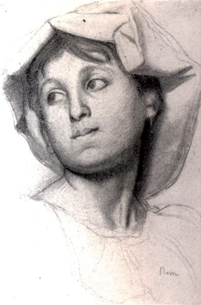 Голова римской девушки, 1856 - Эдгар Дега