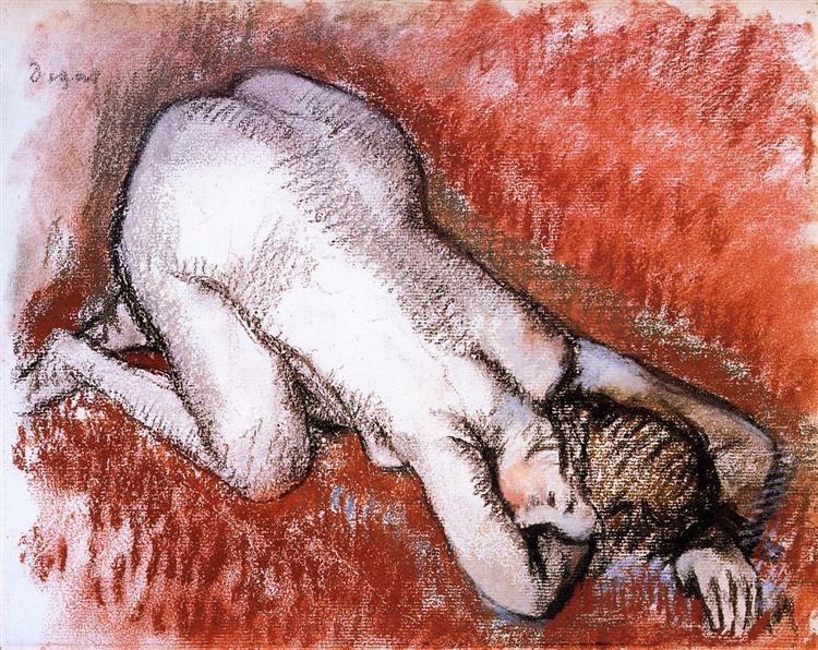 Kneeling Nude, c.1888 - Edgar Degas