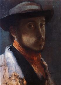 Автопортрет в мягкой шляпе - Эдгар Дега
